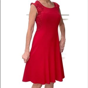 Sz 8 Red Fit-and-Flare Dress